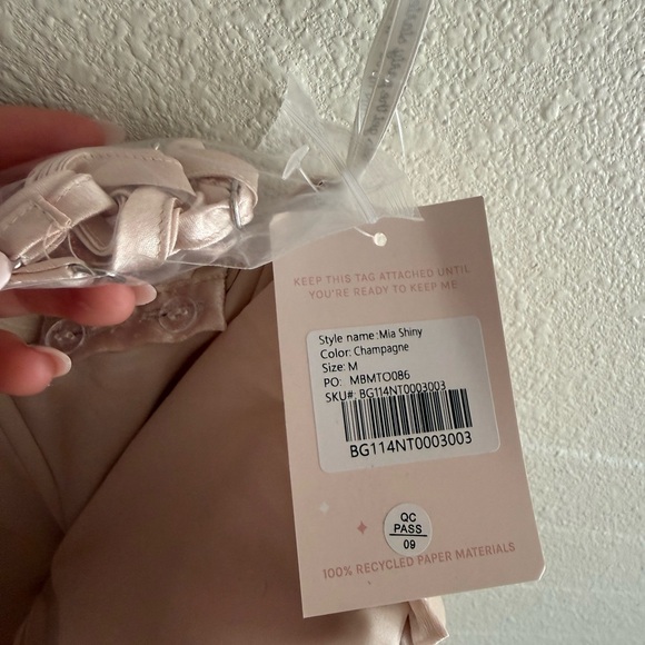 Birdy Grey Shiny Satin Champagne Mia Dress Size M - Picture 6 of 6